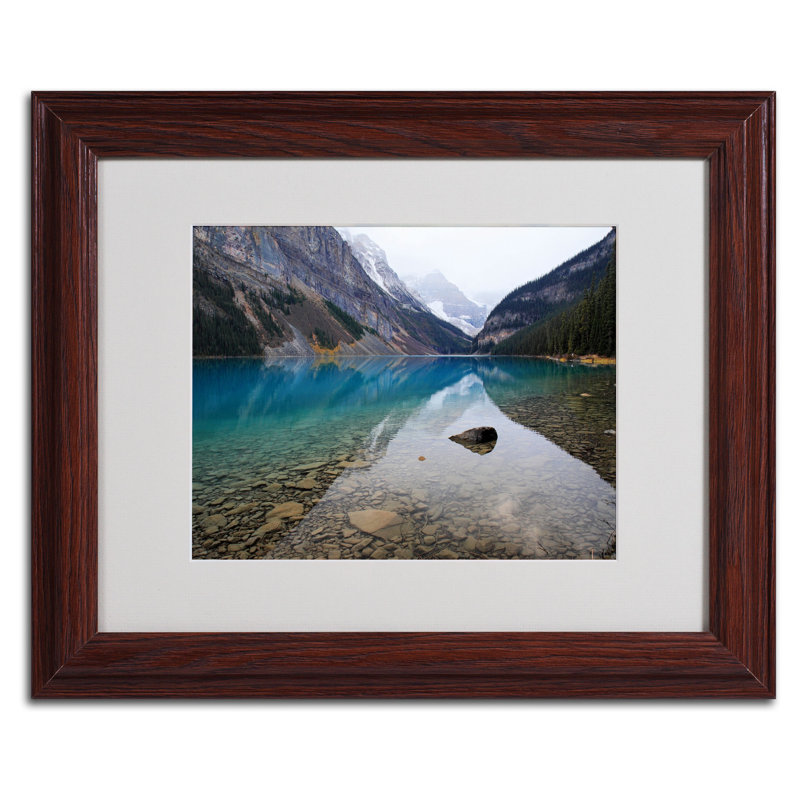 « lake louise » par pierre leclerc,, reproduction de photo encadrée, H 11 po x l 14 po x P 0,5 po, Brun - Biseautée