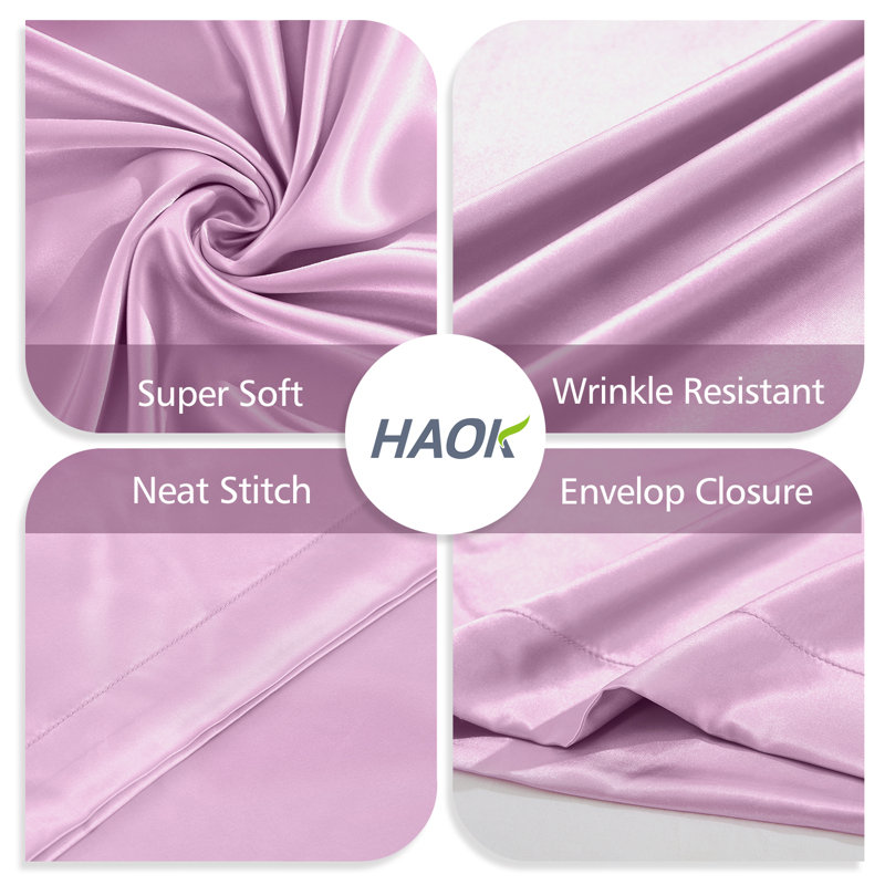 Taie d'oreiller en satin HAOK, Taie d'oreiller taille très grand, Rose