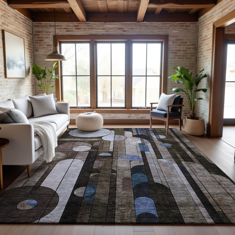 Premium Machine Washable Dimatteo AMF1125 Geometric Rug, Rectangle 10' x 14'