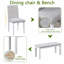 Ensemble de salle à manger en bois 6 pièces: table rectangulaire et 4 chaises rembourrées + banc, décoration en cristal-278050979-278050985-278050978