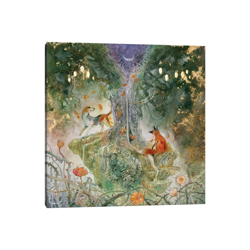 Fox And Hound by Stephanie Law - Print on Canvas, Wrapped Canvas, 93.98 cm H x 93.98 cm W x 3.175 cm D