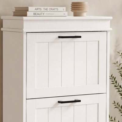 Shoe Cabinet for Entryway, Narrow Shoe Rack Storage Organizer with 3 Flip Drawers and Adjustable Shelves for 15 Pairs of Shoes