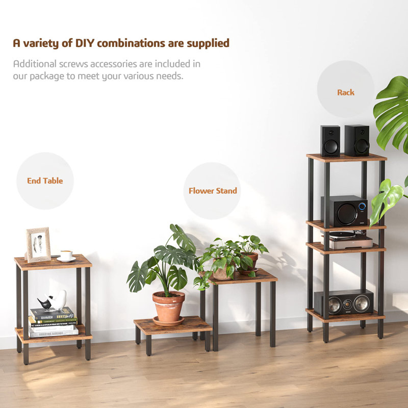 Yannik End Table with Charging Station, Brown/Black