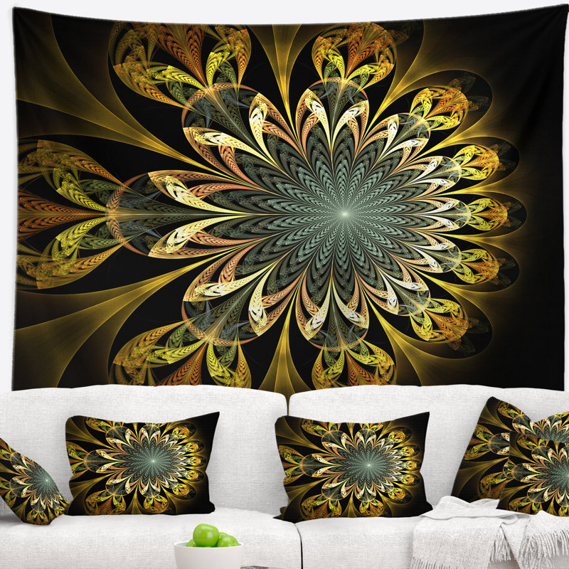 Tapisserie fleur abstraite numérique foncé, H 68 po x l 80 po