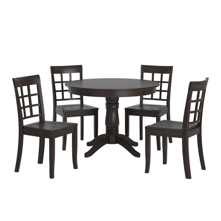 Alexa-Mae 4 - Person Solid Wood Top Pedestal Dining Set