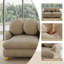 Canapé d'angle modulaire 2 places en chenille de 173 cm, assise profonde, avec 1 pouf et 4 coussins décoratifs, couleur camel-1171619672-1171619674