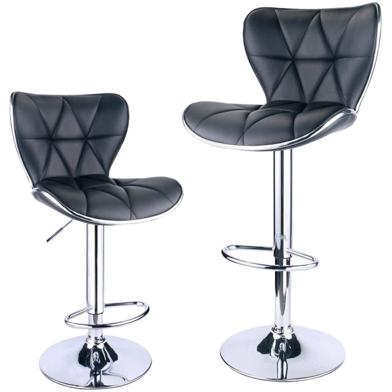 Anjolee 32.5'' Swivel Adjustable Kitchen Bar Stool, Black
