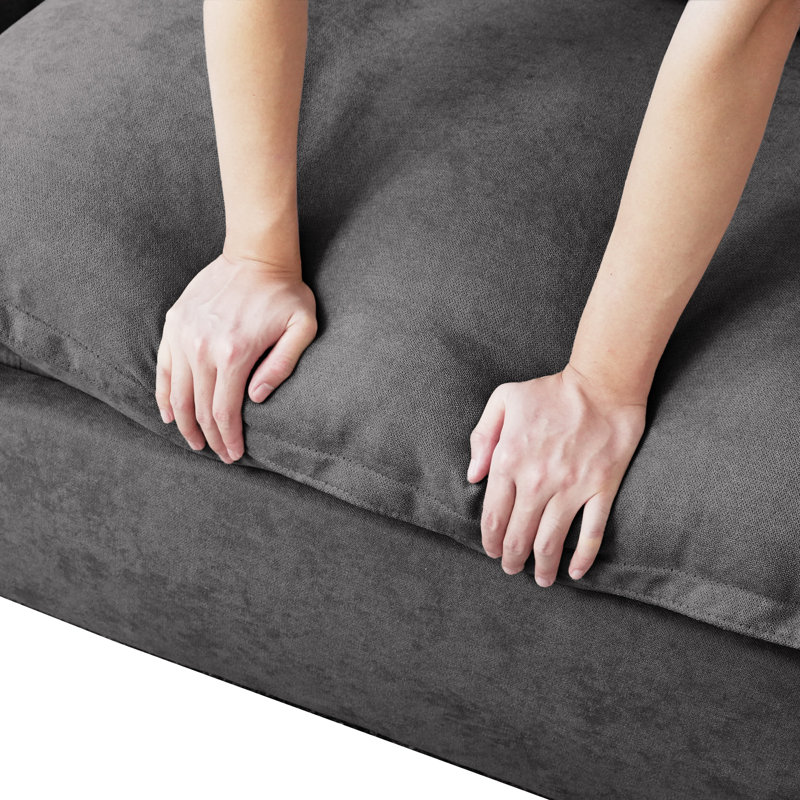 Repose-pieds rembourré en tissu de lin moderne, Gris