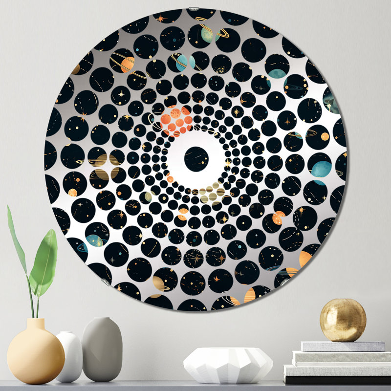 Celestial Constellations Pattern For Teens - Concentric Circles Decorative Mirror, 23.6" x 23.6"