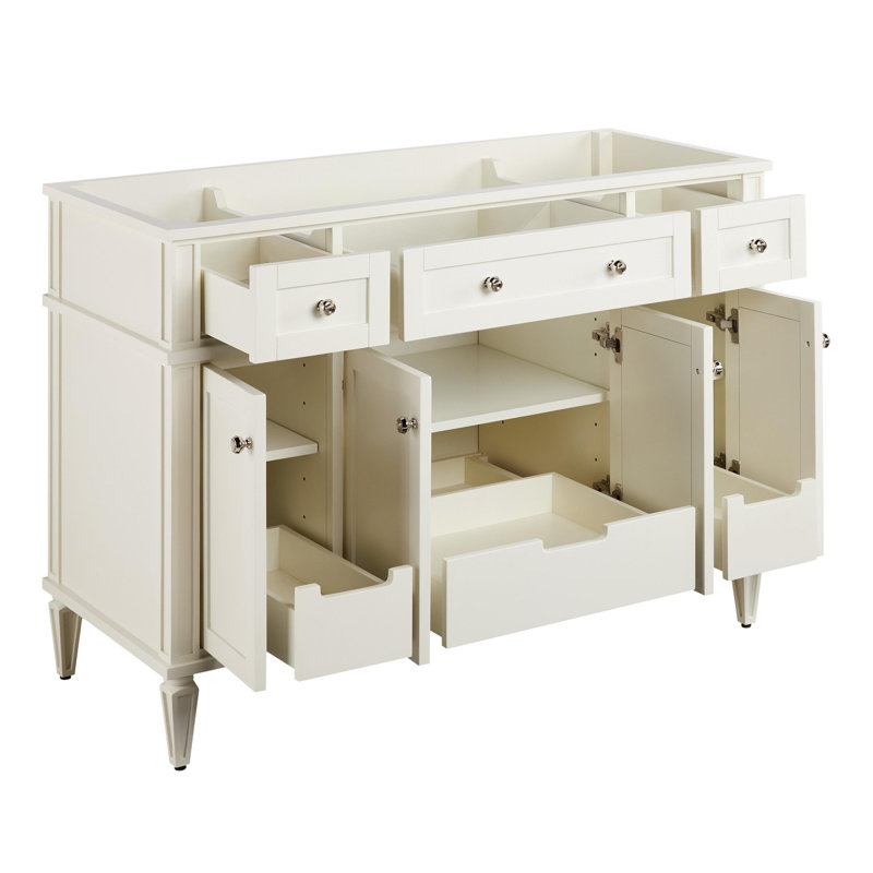 48" White Mahogany Vanity with Carrara Marble Top