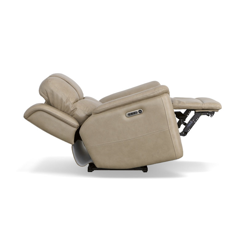 Cooper Power Recliner with Power Headrest & Lumbar, Cream Genuine Leather