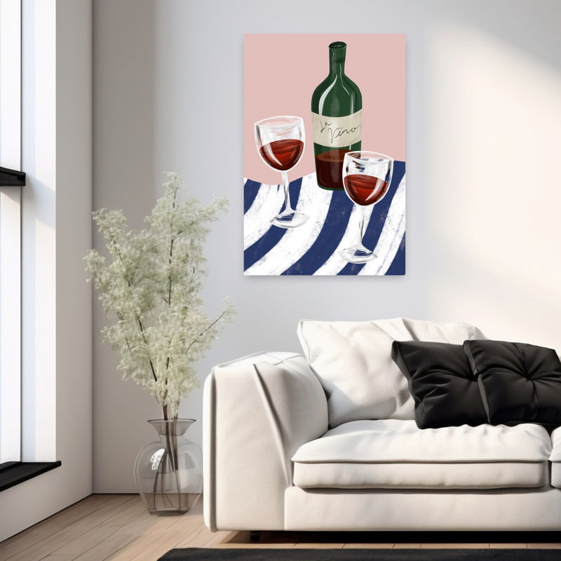 «Red Wine Still Life», art mural contemporain d'été, H 36 po x l 24 po