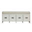 Banc en tissu beige et blanc avec rangement Berci