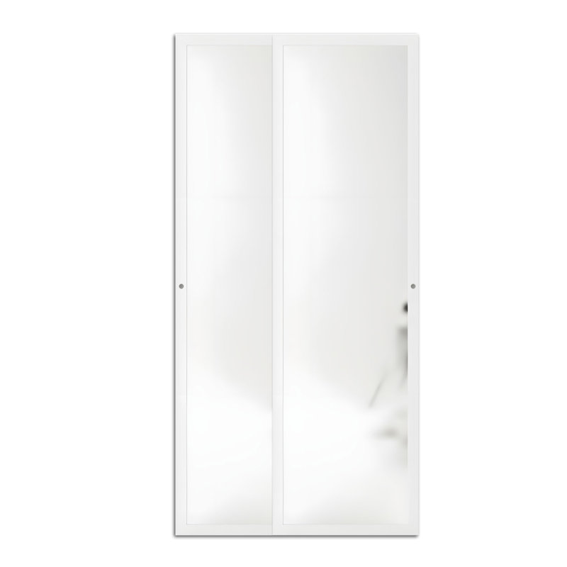 Portes Milette - 2 portes coulissantes avec miroir | Shaker avec Apprêt blanc | quincaillerie incluse | Fait au Canada