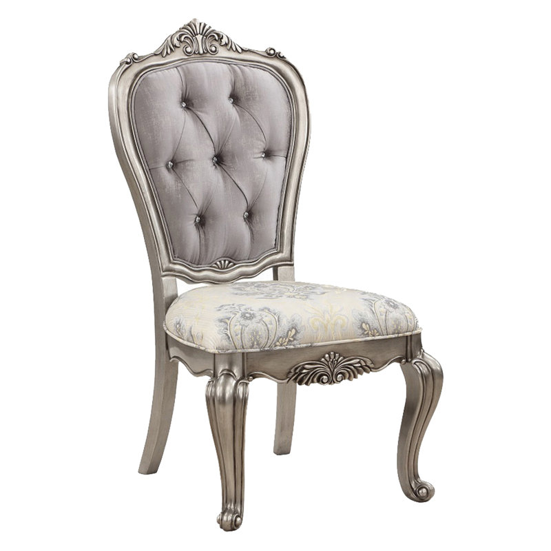 Ensemble de 2 chaises de salle à manger latérales Aria 27 po, velours, couleur platine antique