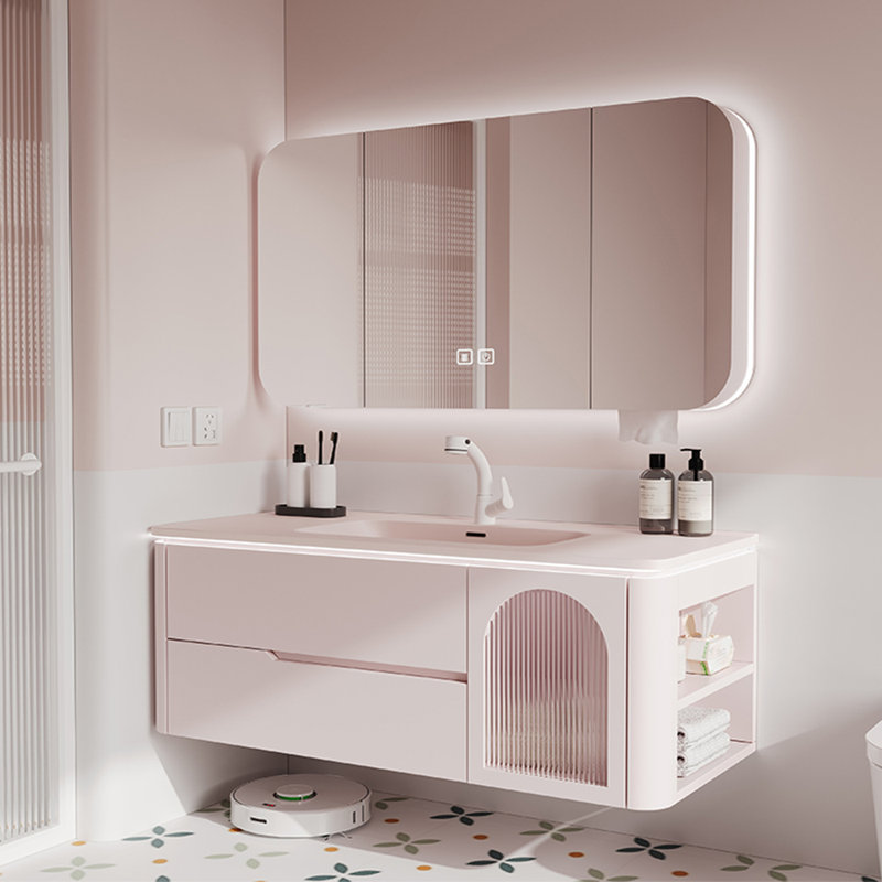 Armoire de salle de bain moderne et luxueuse rose clair