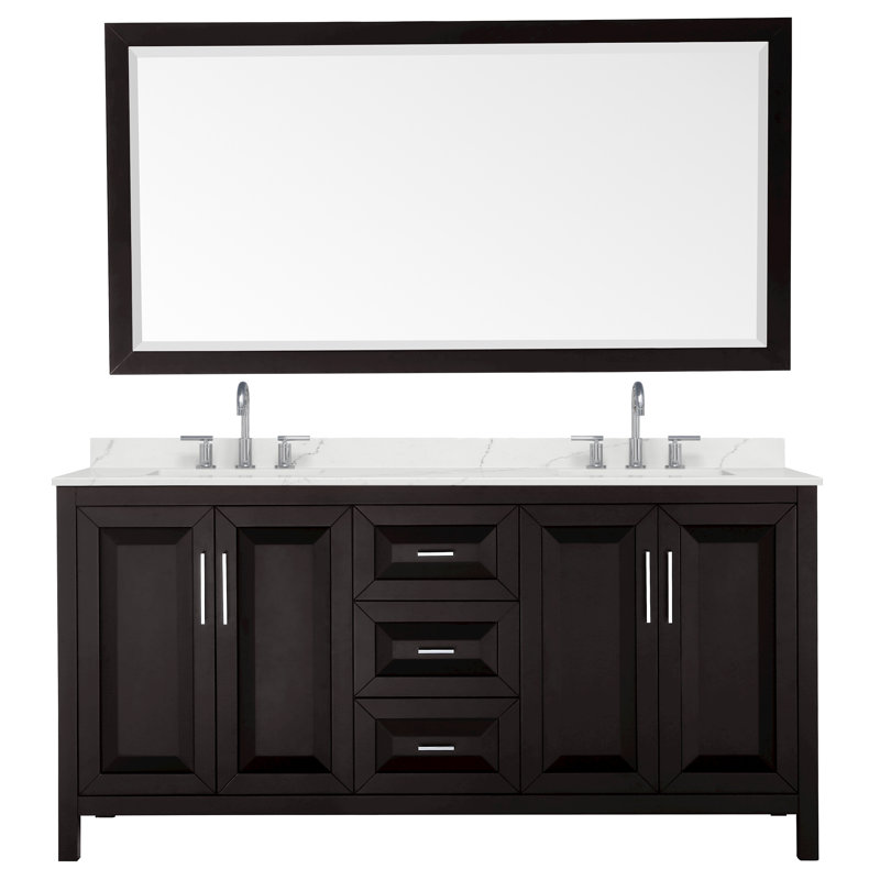 Daria 72'' W Vanity, Brown, Polished Chrome, Giotto Quartz