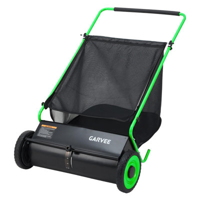 Efficient Yard Cleanup Push Lawn Sweeper – 26-Inch, 4 Spinning Brushes, Large 7 Cu. ft. Mower, Adjustable Height, Durable Steel Frame, Rubber Tires – Ideal for Leaf & Grass Collection – Green + Black