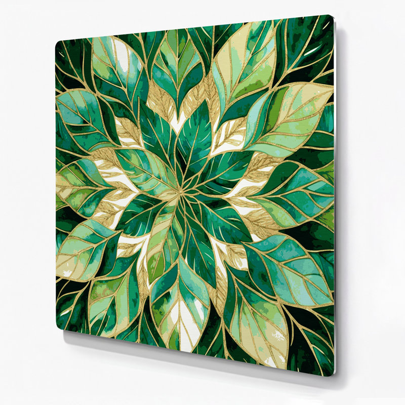 «Botanical Geometric Leaf», art mural en métal beige, H 12 po x l 12 po