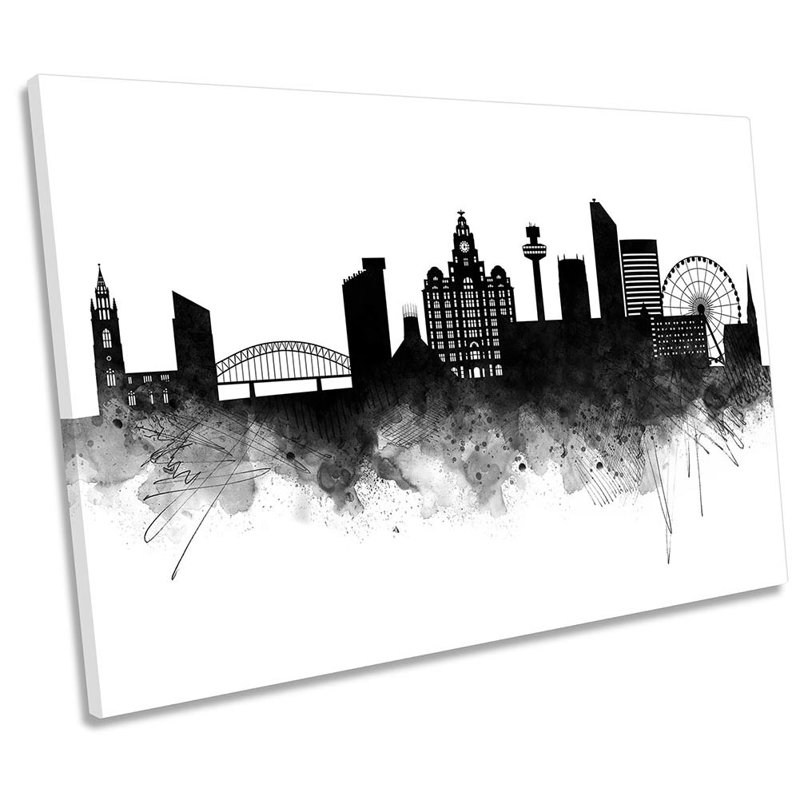 Liverpool Abstract City Skyline - Wrapped Canvas Print, 50.8cm H x 76.2cm W x 2cm D