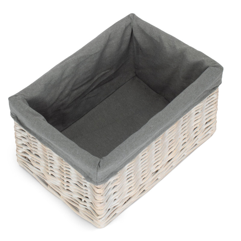 House Of Hampton Wicker Decorative Basket, White Wash Grey