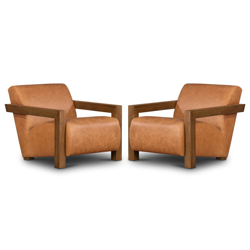 Méridienne Hemsworth en cuir brun clair cognac