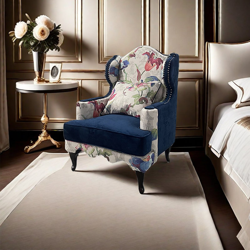 Fauteuil à oreilles rembourré en tissu