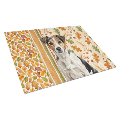 Tricolor Russell Terrier Heirloom Fall Glass Cutting Board