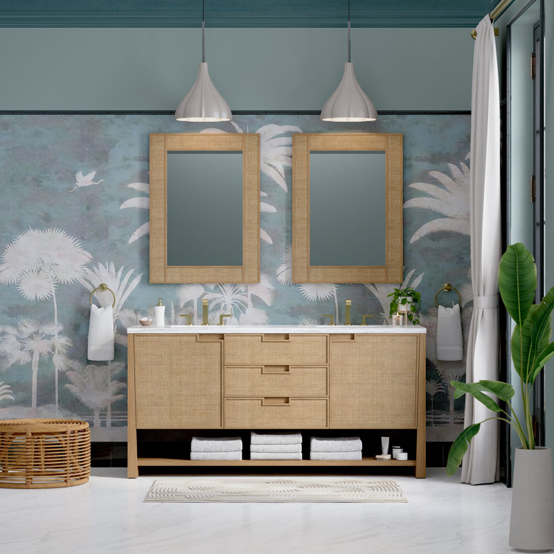 Solene 72'' W Double Vanity, White Zeus Quartz, 8" Centers