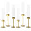 Ensemble de 6 bougeoirs ouragan, chandeliers en verre à base en fer, hauteurs étagées pour centre de table de mariage-134701042