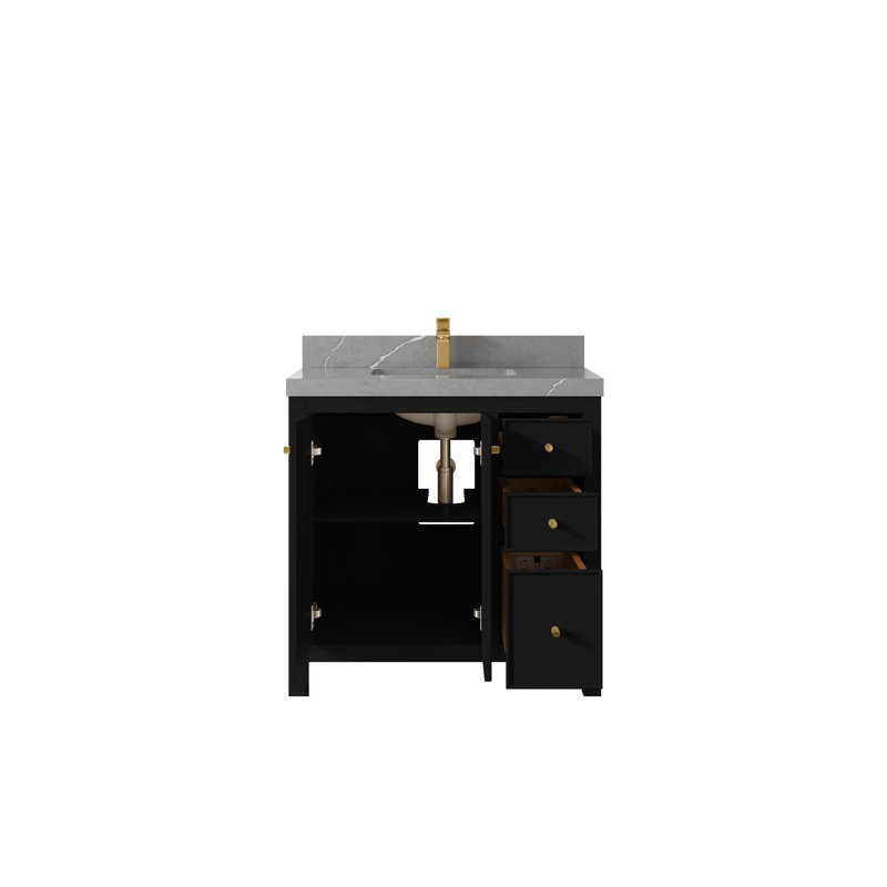 Ensemble de meuble-lavabo simple 36 po Chicago, Gris Piatra