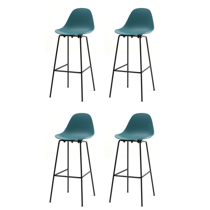 Tabouret de comptoir TA - Noir - Base noire, Bleu océan, Noir, Tabouret de comptoir (siège d'une hauteur de 25,6