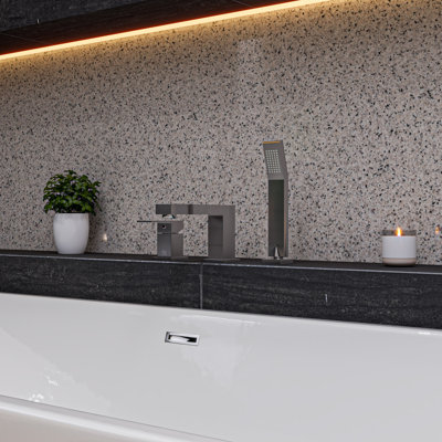 Robinet de baignoire sur plage et pommeau de douche carré ALFI AB2322-BN en nickel brossé