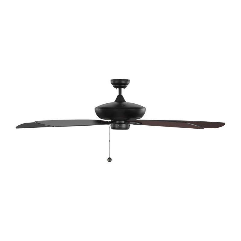 Ventilateur de plafond standard à 5 pales de 60 po avec chaînette, Noir minuit avec pales noires