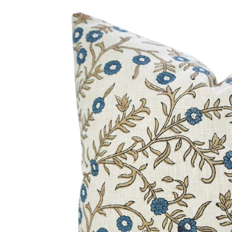 Housse de coussin fabriquée à la main Fab divine - Coussin imprimé pour canapé ou canapé, Shehjan, bleu foncé