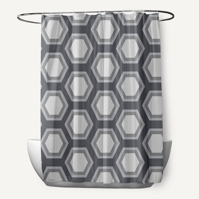 Joshi Floral Shower Curtain, Dark Gray/Light Gray