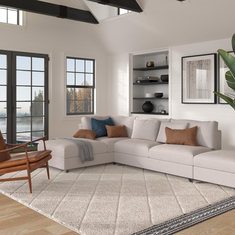 Cream Polypropylene Tufted Area Rug 8x10