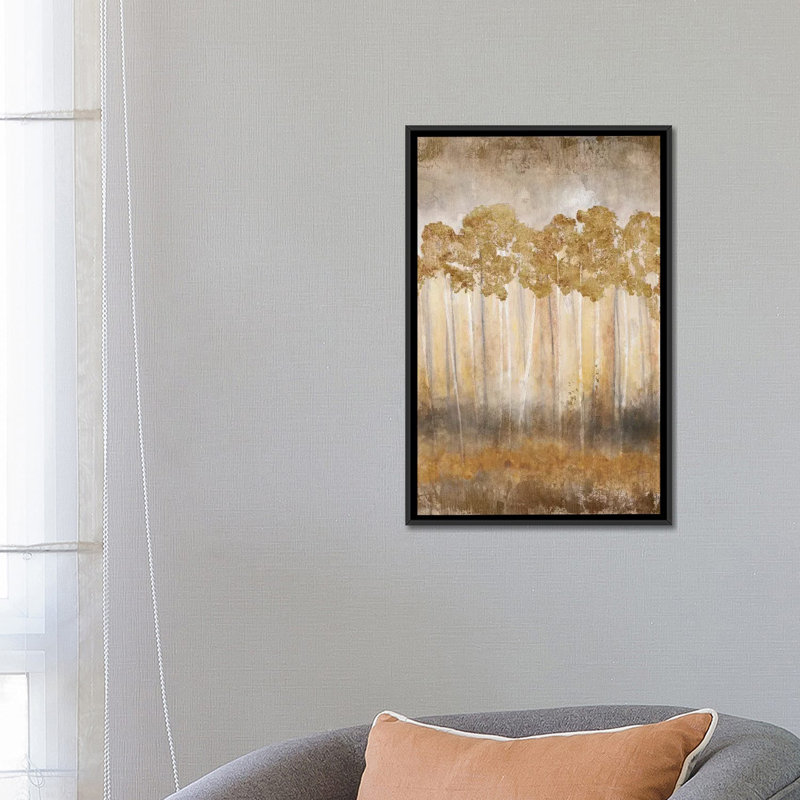 «Golden Horizon», impression sur toile, H 26 po x l 18 po x P 1,5 po, Toile avec cadre noir, Pas de tapis