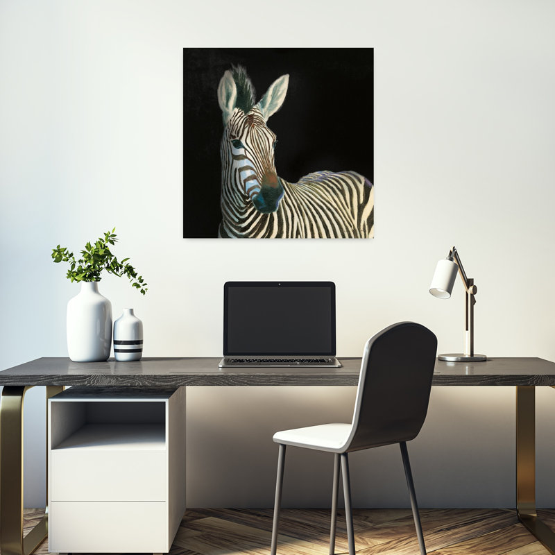 Art contemporain noir avec animaux d'Afrique, H 18 po x l 18 po