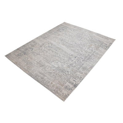 Tapis oriental ivoire et gris