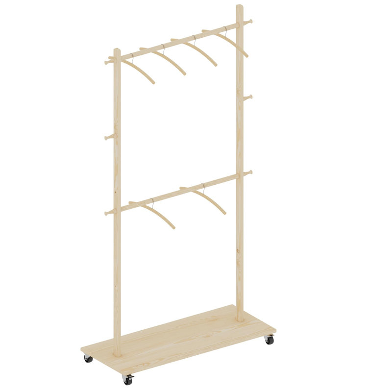 Séchoir à vêtements en bois massif avec 6 cintres en bois