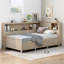 Lit de jour simple en bois avec tablettes de rangement et 3 tiroirs, lait blanc antique