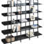 Bibliothèque à 5 niveaux, style industriel rétro, tableau noir et structure en acier, capacité de 80 lb par tablette, unité de rangement en acier, capacité par tablette, bureau à domicile-121388347