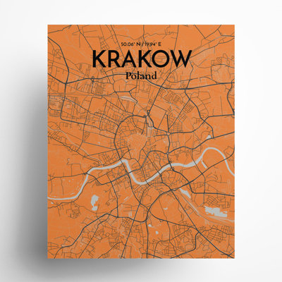 «Krakow City Map», impression de luxe