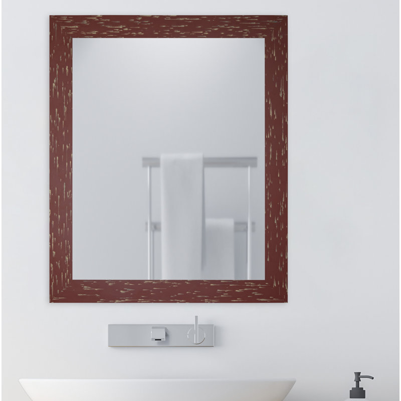 Miroir de salle de bain Uecker, H 35 po x l 29 po, Rouge brique
