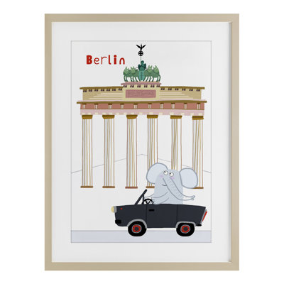 «Elephant & Berlin Architecture», reproduction sous verre encadrée, design par Carla Daly