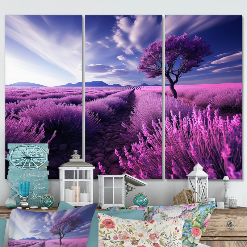 " France Lavender Fields Symphony " 3 - Pieces, 40" H x 60" W x 1" D
