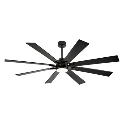 Grand ventilateur de plafond avec lumière, ventilateur de plafond à 8 pales en bois massif, moteur à courant continu réversible silencieux, ventilateur de plafond à haute cadence, ventilateur de plafond avec télécommande pour patios couverts, salon
