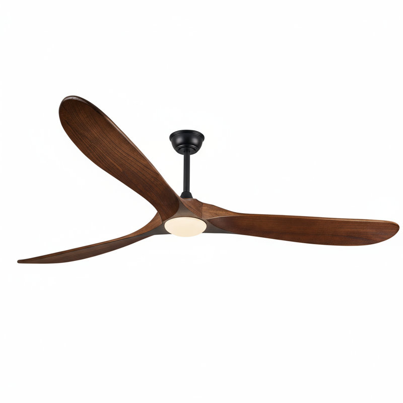3-Blade Farmhouse Ceiling Fan With Light Kit and Remote, Memory LED Light, 6 Speed Noiseless DC Motor, 70" Wide