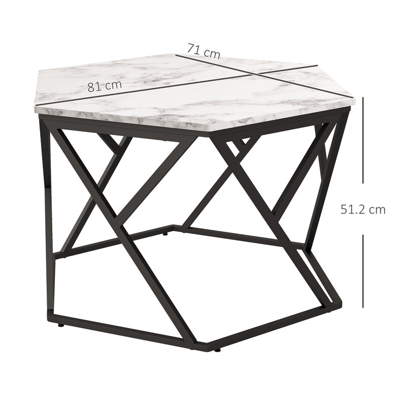 Hexagonal Coffee Table With High Gloss Effect Table Top